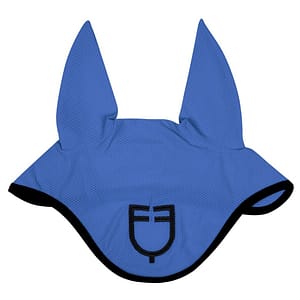 Cuffietta Equestro in Tessuto Tecnico Traforato con Logo Blu Dafne